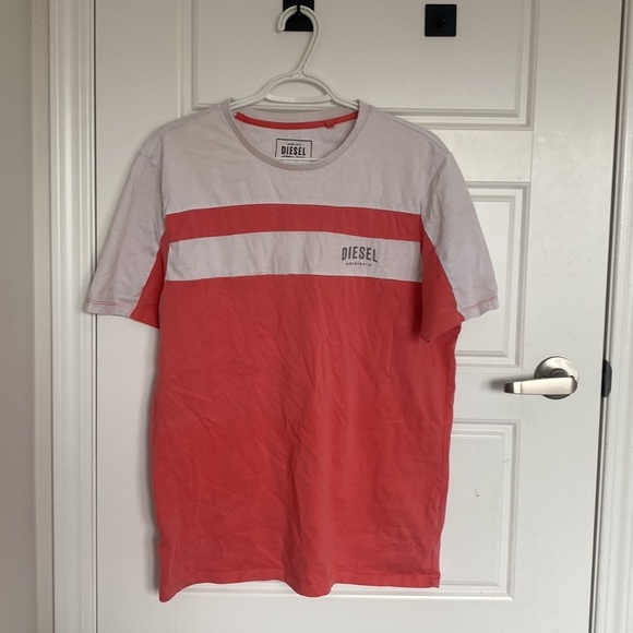 DIESEL ORIGINALS Orange White Logo T Shirt in Large - Picture 5 of 7